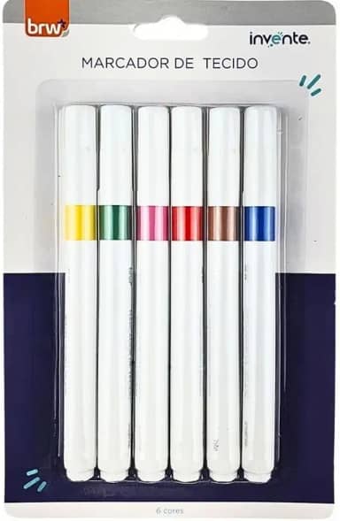 Caneta para Tecido Blister com 6 Cores, BRW