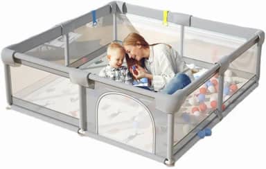 150×180×68cm Cercadinho para Bebe Para Bebês e Crianças Pequenas Chiqueirinho Bebe Para Internos & Externos Cercadinho de Segurança Resistente Para Bebês com Malha Macia e Respirável