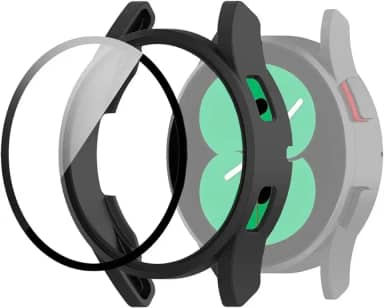 Capa Case Preta + Película De Vidro Compatível Com Samsung Galaxy Watch 4 44mm - (Hard Glass Store)