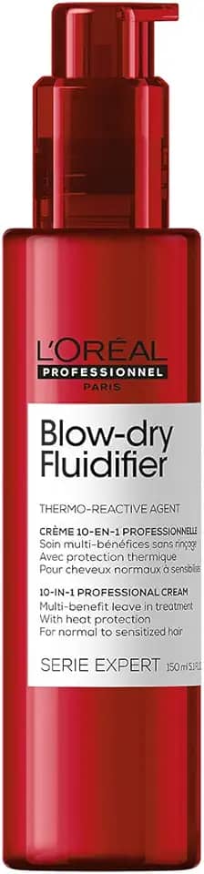L'Oréal Professionnel Leave-in Fluidifier, Protetor Térmico, Para todos os tipos de cabelo, Tratamento sem enxágue multibenefícios, Para uma proteção duradoura contra frizz e secagem, 150ml