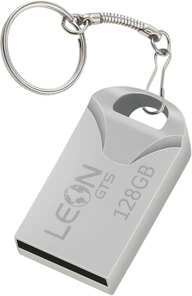 Pendrive 128GB USB 2.0 Metálico - Compacto Portátil Armazenamento Seguro Alta Velocidade Transferência de Dados Plug Play para PC Notebook Rápida Leve Resistente Prateado Chaveiro Sem Tampa (128, GB)