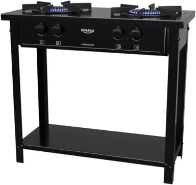 Fogão Industrial 2 Bocas Preto com Dupla Chama e Pés Removíveis Dako Couraçado