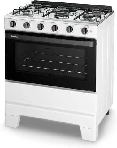 Fogão de Piso 5 Bocas Esmaltec F5ISB Ideal Pop | Mesa em Aço Inox, Acendimento Manual, Branco