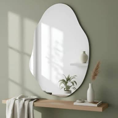 Espelho Orgânico Lapidado Vênus 90x60cm Design Moderno com Suporte Banheiro Quarto Sala de Estar Decoração