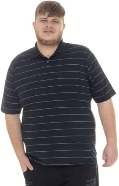 1 Plus Size Camisa Gola Polo Preta