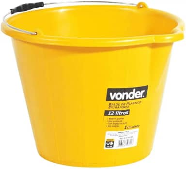 Balde de plástico extraforte 12 litros amarelo - Vonder