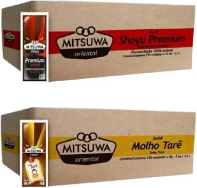Kit Molho Shoyu Premium + Molho Tarê Mitsuwa Sachê Caixa Fechada Delivery