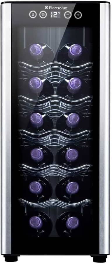Adega Electrolux 12 garrafas Uma Porta Acabamento em Alumínio (ACB12)