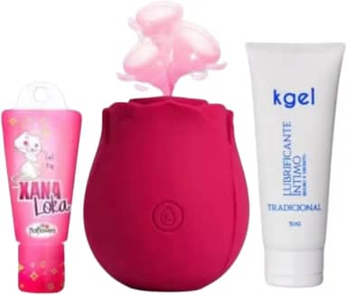 Kit Bem-Estar Íntimo Feminino – Rosa Sugadora + Gel Estimulante + Lubrificante Neutro
