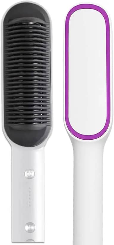 Escova Alisadora De Cabelo Bivolt Branca Com Aquecimento Instantâneo, Temperatura Ajustável E Tecnologia PTC – Alisamento Profissional, Brilho E Maciez Para Todos Os Tipos De Fios
