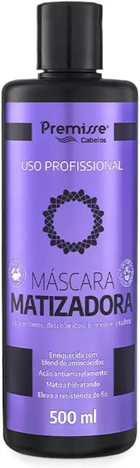Premisse Máscara Matizadora para Cabelos Loiros, Descoloridos e Grisalhos 500ml, Uso Profissional, com Aminoácidos