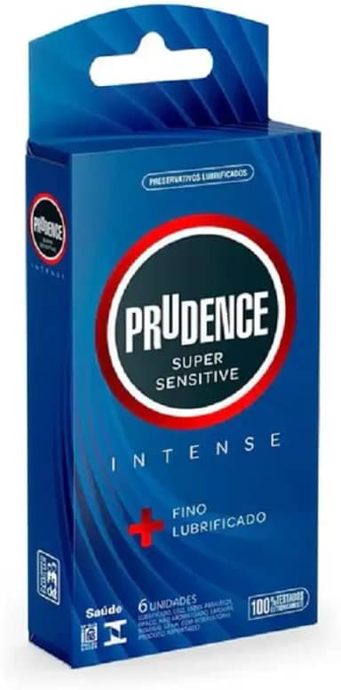 Prudence Preservativo Lubrificado Super Sensitive Intense com 6 Unidades