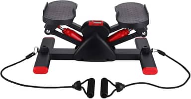 Mini Stepper Hidráulico com Elásticos de Resistência e Monitor LCD - Simulador de Caminhada para Exercícios em Casa