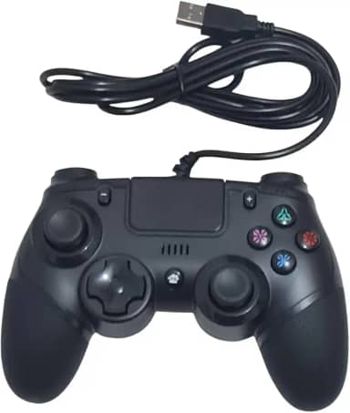 Controle de Video Game Com Fio de 2 metros, Compatível com Ps3, Ps4, Switch, PC, 360, Android, equipado com giroscópio e sensor de aceleração, suporte vibração dupla, motor assimétrico (Preto)
