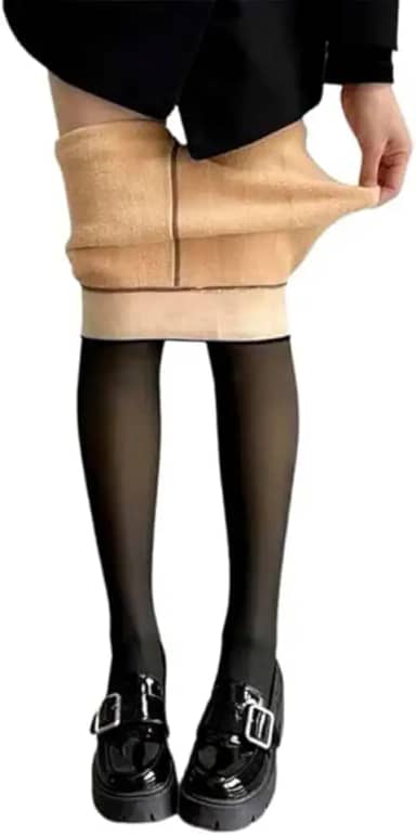 Meia Calça Térmica Translúcida Feminina Modeladora Inverno De Frio Lã Forrada Com Pelúcia Aveludada