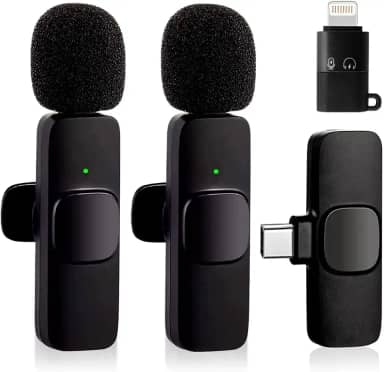 2 peças Microfone de lapela sem fio para telefone (Type C), microfone duplo sem fio para gravação de vídeo, transmissão ao vivo, vlog, YouTube, TikTok, Facebook, zoom - redução de ruído e plug-play. (Sem necessidade de APP/Bluetooth) (Andróide 2 peças)