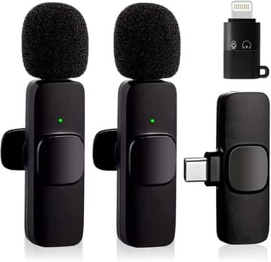 2 peças Microfone de lapela sem fio para telefone (Type C), microfone duplo sem fio para gravação de vídeo, transmissão ao vivo, vlog, YouTube, TikTok, Facebook, zoom - redução de ruído e plug-play. (Sem necessidade de APP/Bluetooth) (Andróide 2 peças)