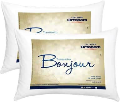 Kit Travesseiros 02 Peças Bonjour Fibra Siliconizada em Microfibra 70cm x 50cm - Ortobom