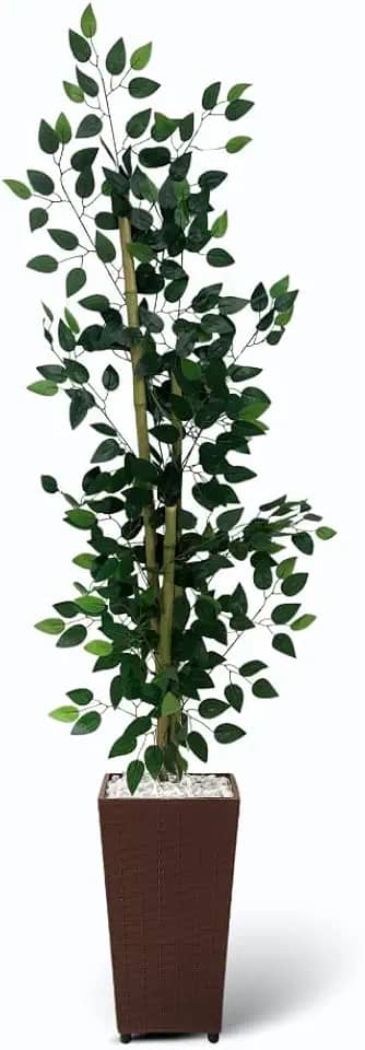 Planta Artificial Bambu da Sorte Vaso Quadrado (Marrom)