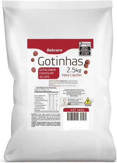 Gotinhas Forneáveis Sabor Chocolate ao Leite Salware 2,5kg