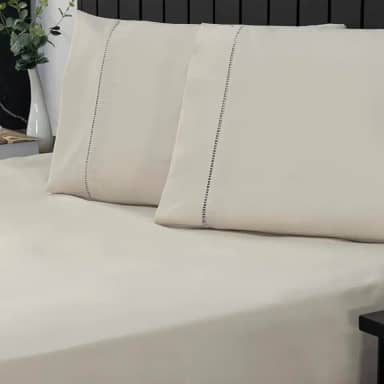 Jogo de Cama King Percal 400 Fios Ponto Palito 03 Peças, Antiácaro, Anti-pilling com Toque Macio - Bege