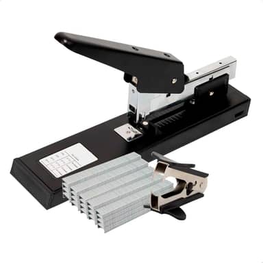 Grampeador Grande 100 Folhas De Mesa Profissional Reforçado Com Caixa de Grampos e Extrator Escritório Empresa Escola