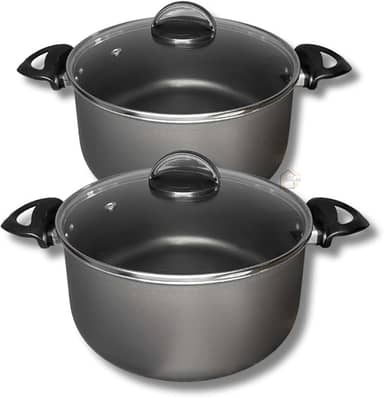 Kit Jogo Panela Plus 2 peças Tamanho Grande 22 e 24 cm Antiaderente + Tampa de Vidro,fervedor ceramica(Grafite)