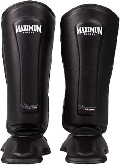 Maximum Caneleira Classic Powerface para Muay Thai e Kickboxing, Tamanho G, Preto