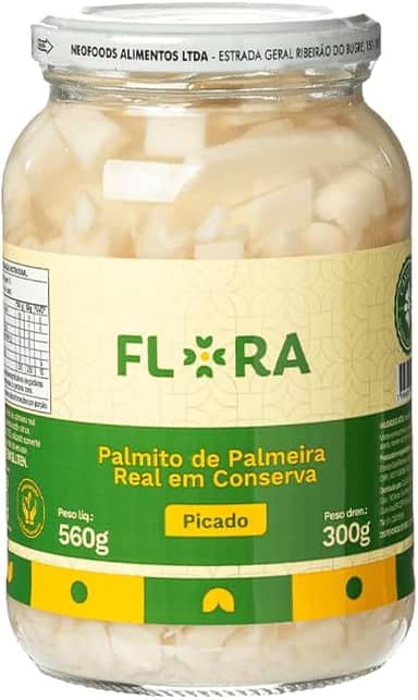 Palmito Palmeira Real Picado Flora 300g.