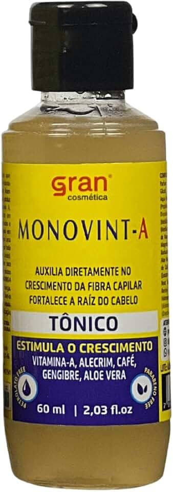 Tônico Ativador Monovin - A e Vitamina B5 60ml Gran Cosmética Estimula o Crescimento Capilar Para Cabelos Mais Fortes Com Resistência e Brilho