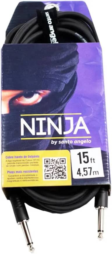 CABO DE GUITARRA NINJA CABLE 0,20 MM CONECTOR P10/P10 15FT 4,57 METROS PRETO - SANTO ANGELO