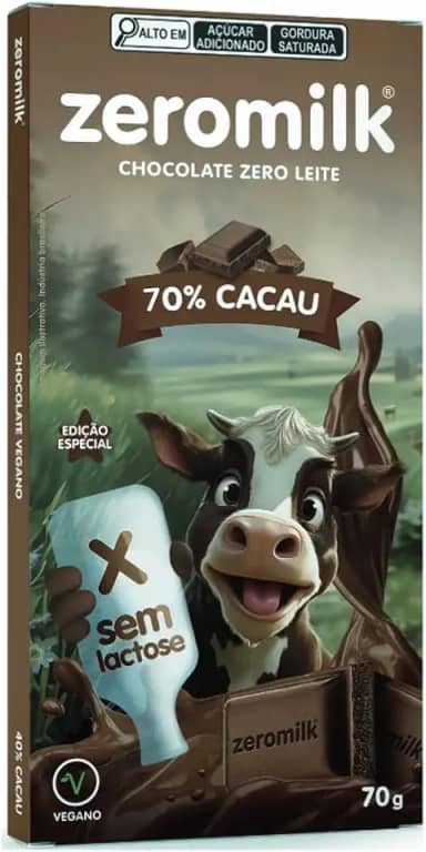 Chocolate Vegano 70% Cacau 70g - Zeromilk