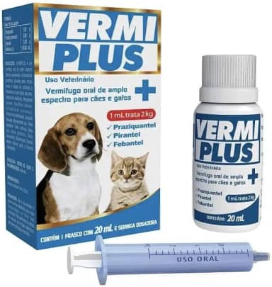 Vermifugo para intestino Cães e Gatos 01-40kg 20ml