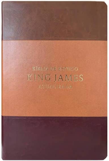 Bíblia de estudo King James atuali. full color - tricolor marrom, caramelo e bordô
