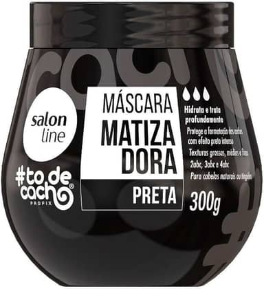 Salon Line, Máscara Matizadora Preta, #TodeCacho, Vegano - Para Cabelos Ondulados, Cacheados e Crespos, 300g