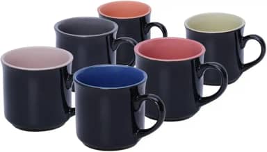 Mimo Style Mini Canecas Para Café Com 6 Peças Multicolor, Material de Cerâmica Com o Melhor Isolamento Térmico, Durabilidade Que Torna o Produto Sustentável (Preta - 90ml)