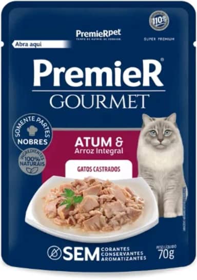 PremieR Gourmet Gatos Castrados Atum e Arroz Integral 70g