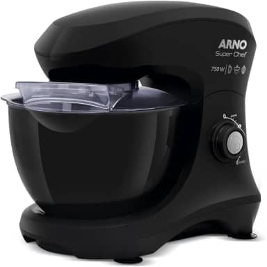 Batedeira Planetária Arno Superchef 750W 5 litros 15 velocidades Preta 127V KM01