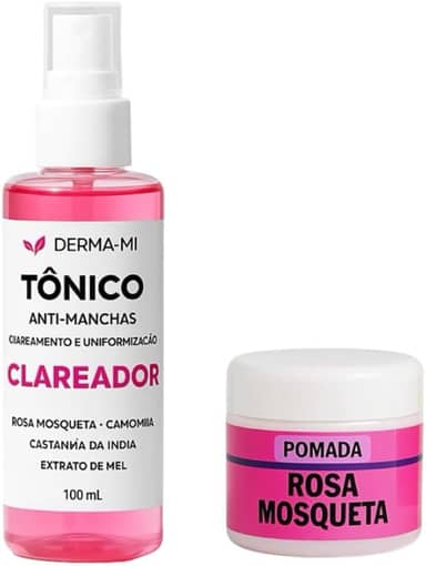 Kit Clareador Rosa Mosqueta Tônico + Pomada | Tratamento Anti-Manchas, Melasma e Uniformização da Pele