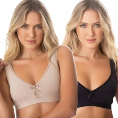 Kit 2 Sutiã Alça Acolchoada Sutian Alças Forradas Reforçado Sem Bojo Conforto Feminino Alta Sustentação