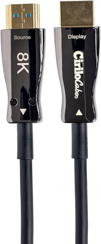 Cirilo Cabos: Cabo HDMI 2.1 8K de Fibra Óptica com Conectores Banhados a Ouro (5m) | Suporte 8K@60Hz, 4K@120Hz, HDR, VRR e Áudio Imersivo | Ideal para TVs OLED, QLED, PS5 e AV de Alta Performance