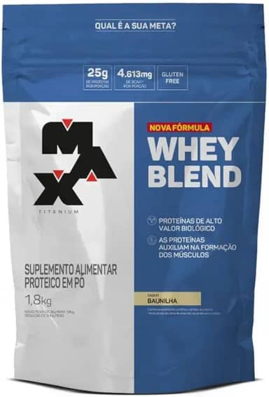 Max Titanium Whey Protein Blend Baunilha 1 8Kg Nova Formula | Bcaa | Proteínas De Alto Valor Biológico | Ganho De Massa Muscular