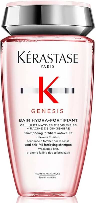 Kérastase Genesis Bain Hydra-Fortifiant Shampoo, Tratamento Fortificante Antiqueda por Quebra para Cabelos Finos e Oleosos, com Flor de Edelweiss e Raiz de Gengibre, 250ml