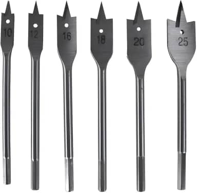 Kit 6 Brocas Chatas Para Madeira Jogo De 10 A 25mm