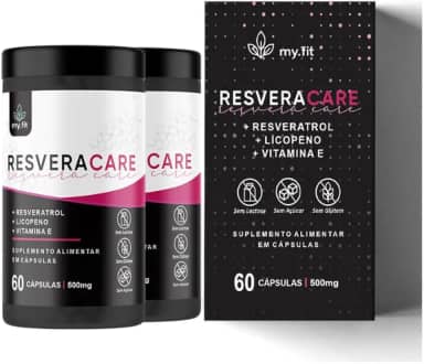 Kit 2x ResveraCare - (Resveratrol Concentrado + Licopeno + Vit E), Total 120 Softgels 500mg - Fácil de Engolir