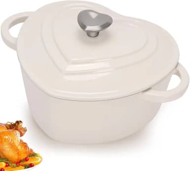 1,9 Litros, Panela de Ferro Fundido Esmaltada, Panela Esmaltada, Forno Holandes, Branco, 25.5 * 15 cm