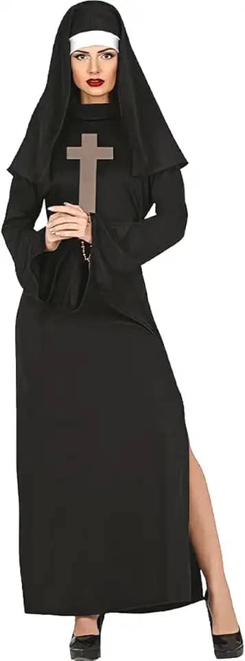 Fantasia Halloween Feminina Adulta Freira Valak do Mal de Luxo Vestido Preto Longo com Véu