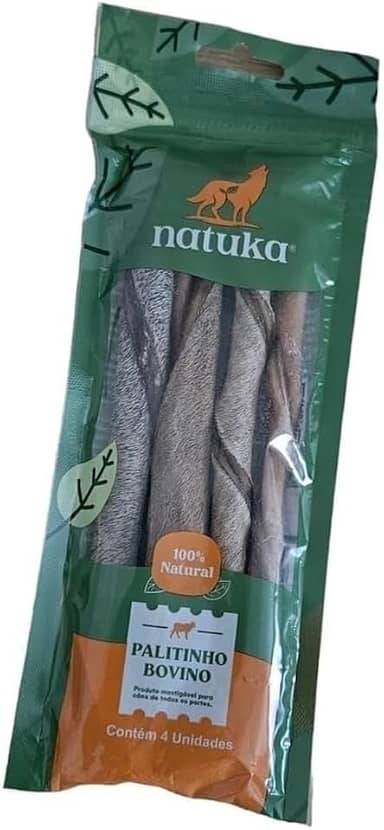 Palitinho Bovino 4un - Mordedor Natural para Cães - Natuka (Unitário)