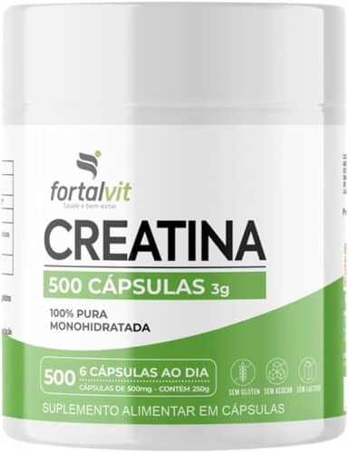 Creatina 500 Cápsulas,100% Pura - Creatine Monohydrate 250g, Fortalvit