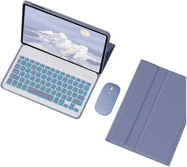 Capa Para iPad 10ª Geração /10.9in 2022 Com Teclado e mouse (Cinza Lavanda, Teclado retroiluminado)